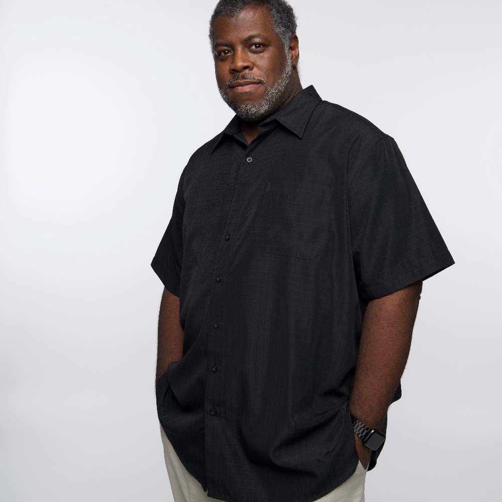 Black Men's Button Down Shirt - Plus Size